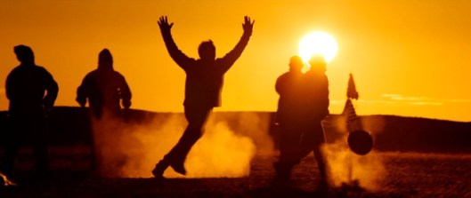 Soccer match in the setting sun